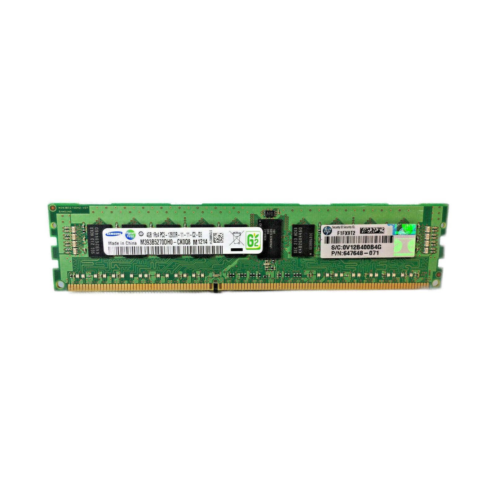 Hewlett Packard Enterprise 647648-071 HP 4GB (1x4GB) Single Rank x4 PC3-12800R (DDR3-1600) Registered CAS-11 Memory