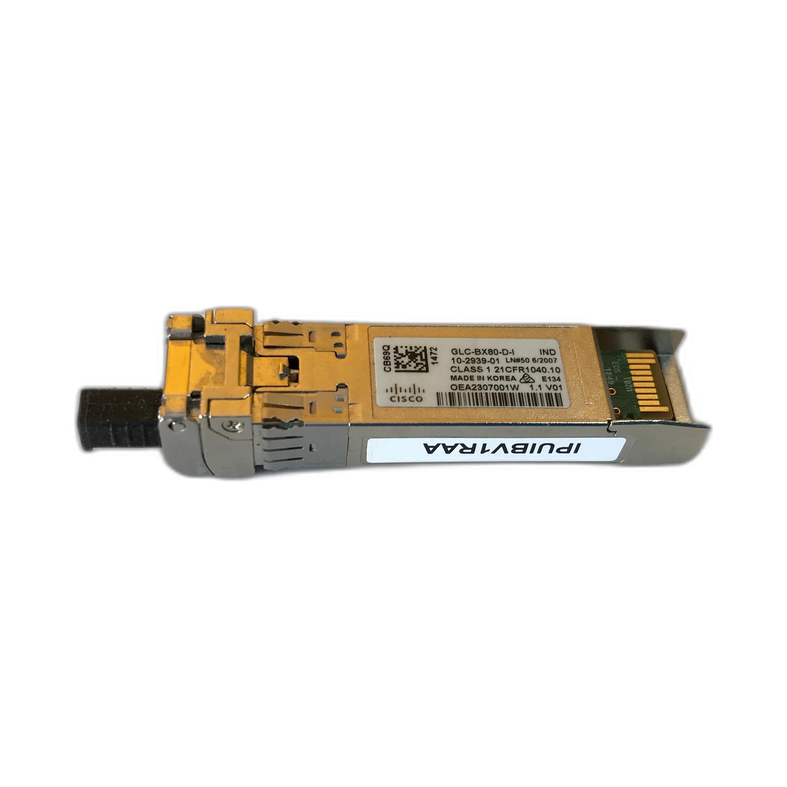 Cisco GLC-BX80-D-I SFP (mini-GBIC) transceiver module GigE 1000Base-BX80-D LC/PC single-mode up to 80 km 1560-1580 (TX) / 1470-1510 (RX) nm