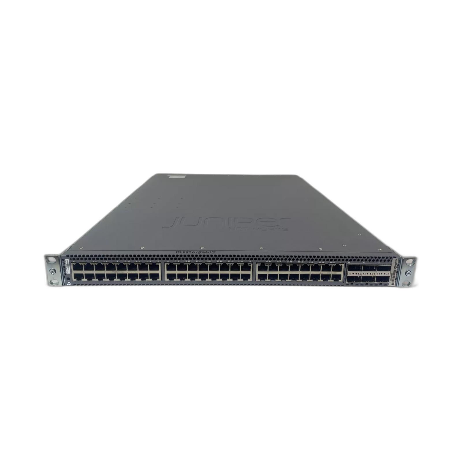 Juniper QFX5100-48T-AFI QFX5100, 48 100M/1G/10G Base-T, 6 QSFP ports, redundant fans, redundant power supplies, PSU to built in port air flow.
