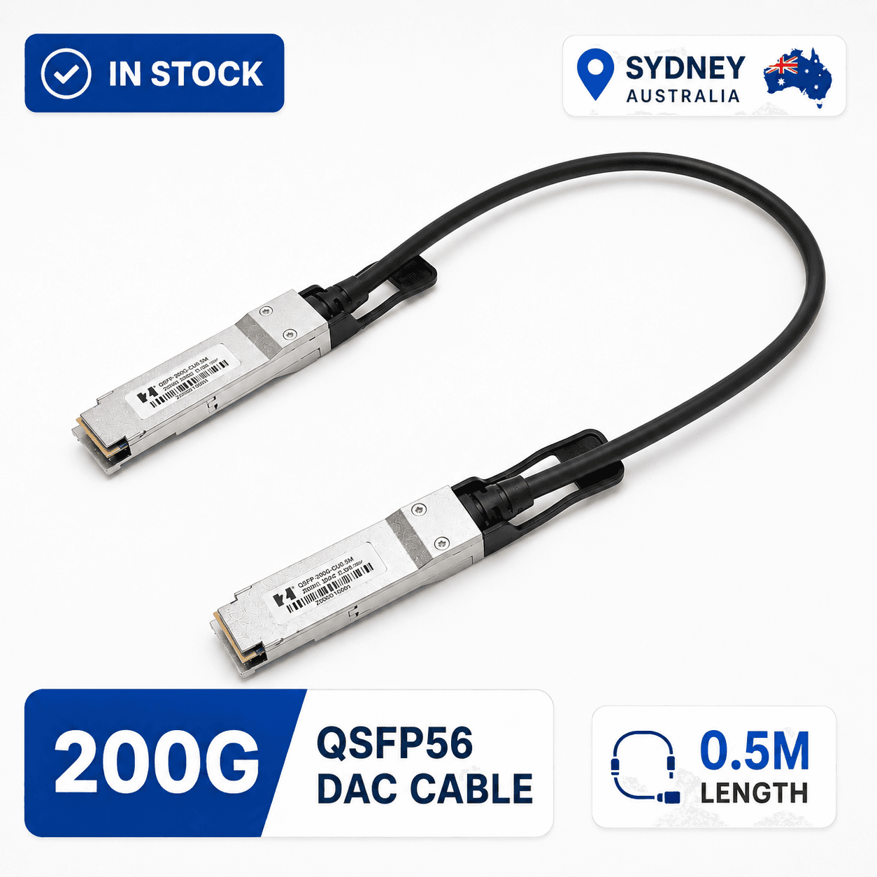 QSFP-200G-CU0.5M 200G QSFP56 DAC Passive Copper Cable 0.5m for AI Supercomputer Compatible with ASUS GX10, MSI EdgeXpert, NVIDIA DGX Spark, Gigabyte AI Top ATOM