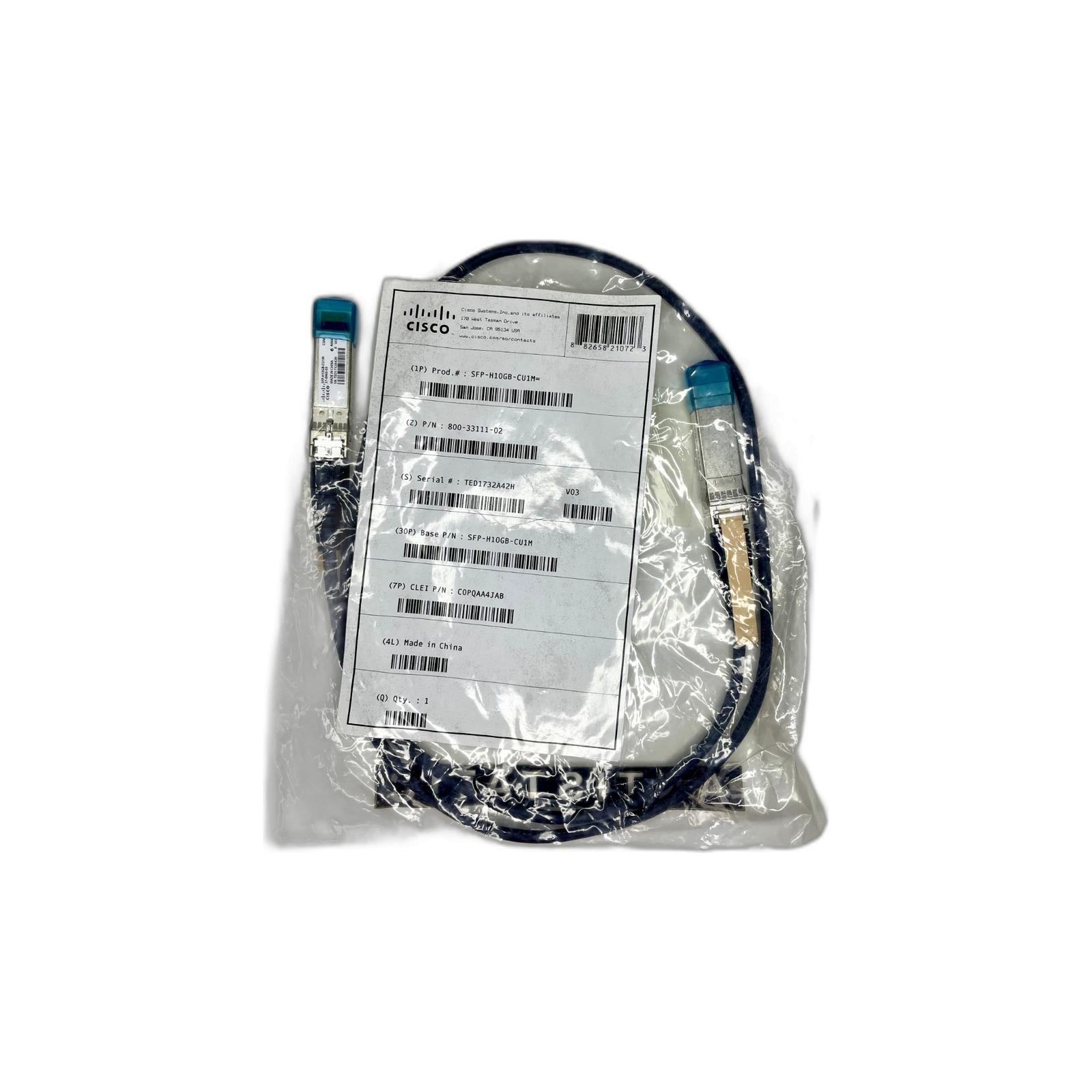 Cisco SFP-H10GB-CU1M Cisco 10GBASE-CU SFP+ Cable 1 Meter