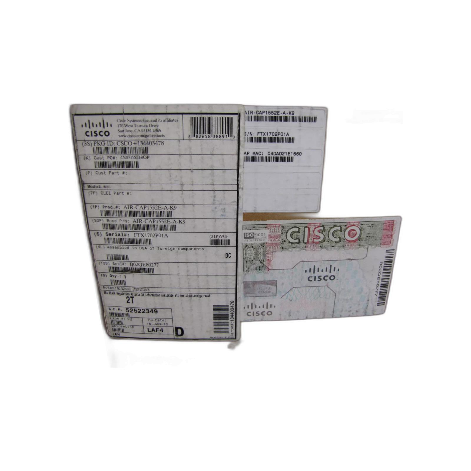 Cisco AIR-CAP1552E-A-K9 802.11N Outdoor Mesh Access Point, Ext. Ant., A Reg. Domain