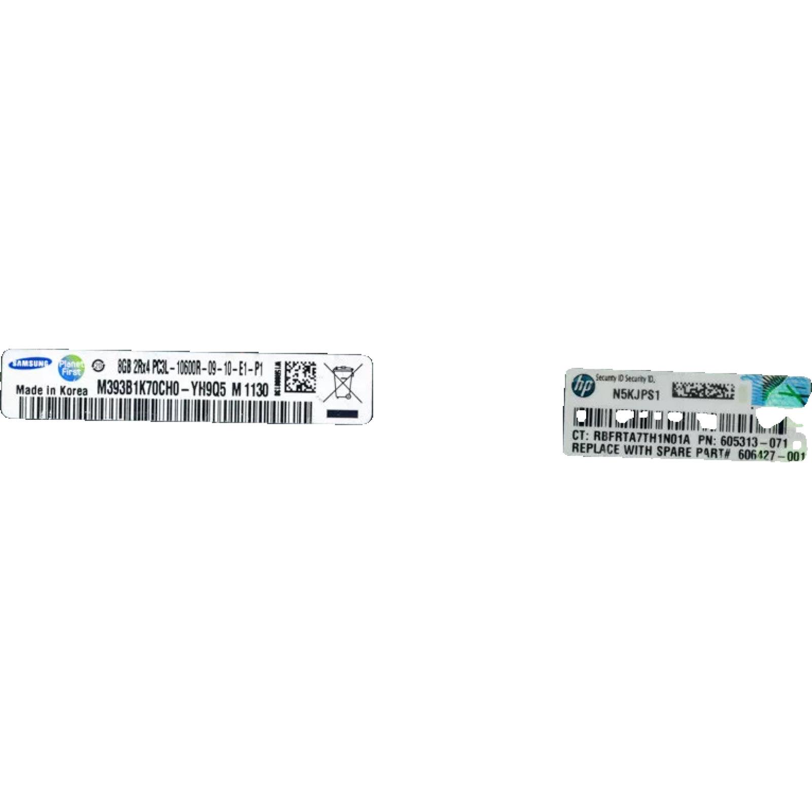 HP 605313-071 HP 8GB (1x8GB) Dual Rank x4 PC3L-10600 DDR3-1333 LP