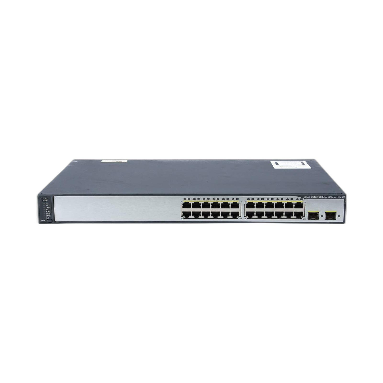 Cisco WS-C3750V2-24PS-E Catalyst 3750V2 24 10/100 PoE + 2 SFP Enhanced Image