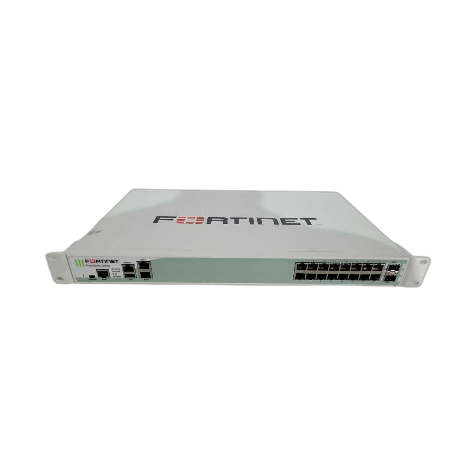 Fortinet FG-200D 18 x GE RJ45 (including 16 x LAN ports, 2 x WAN ports), 2x GE SFP DMZ ports, 16GB onboard