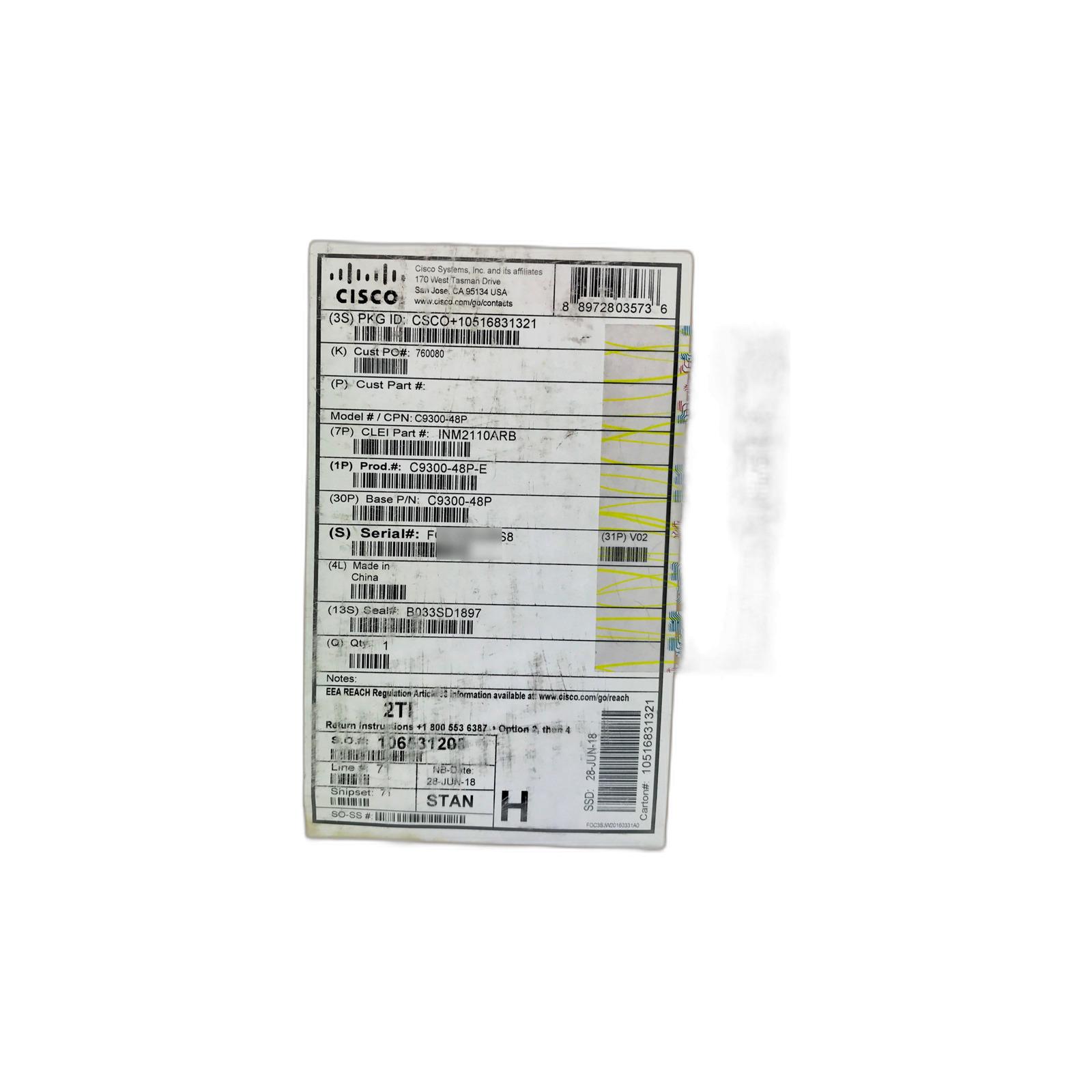 Cisco C9300-48P-E PYP:CATALYST 9300 48-PORT POE+. NETWORK ESSE