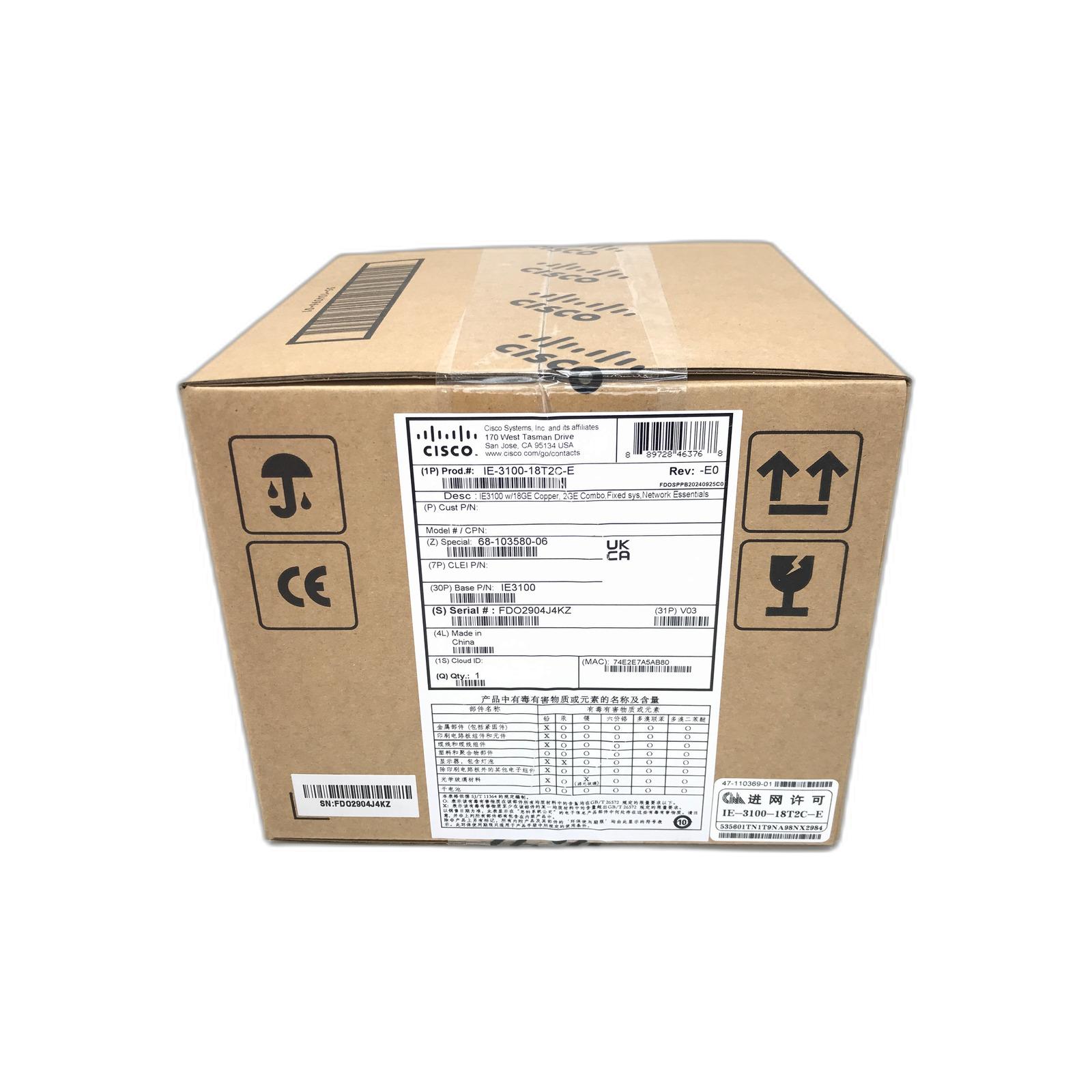 Cisco IE-3100-18T2C-E IE3100 w/18GE Copper 2GE Combo Fixed sys Network Essentials