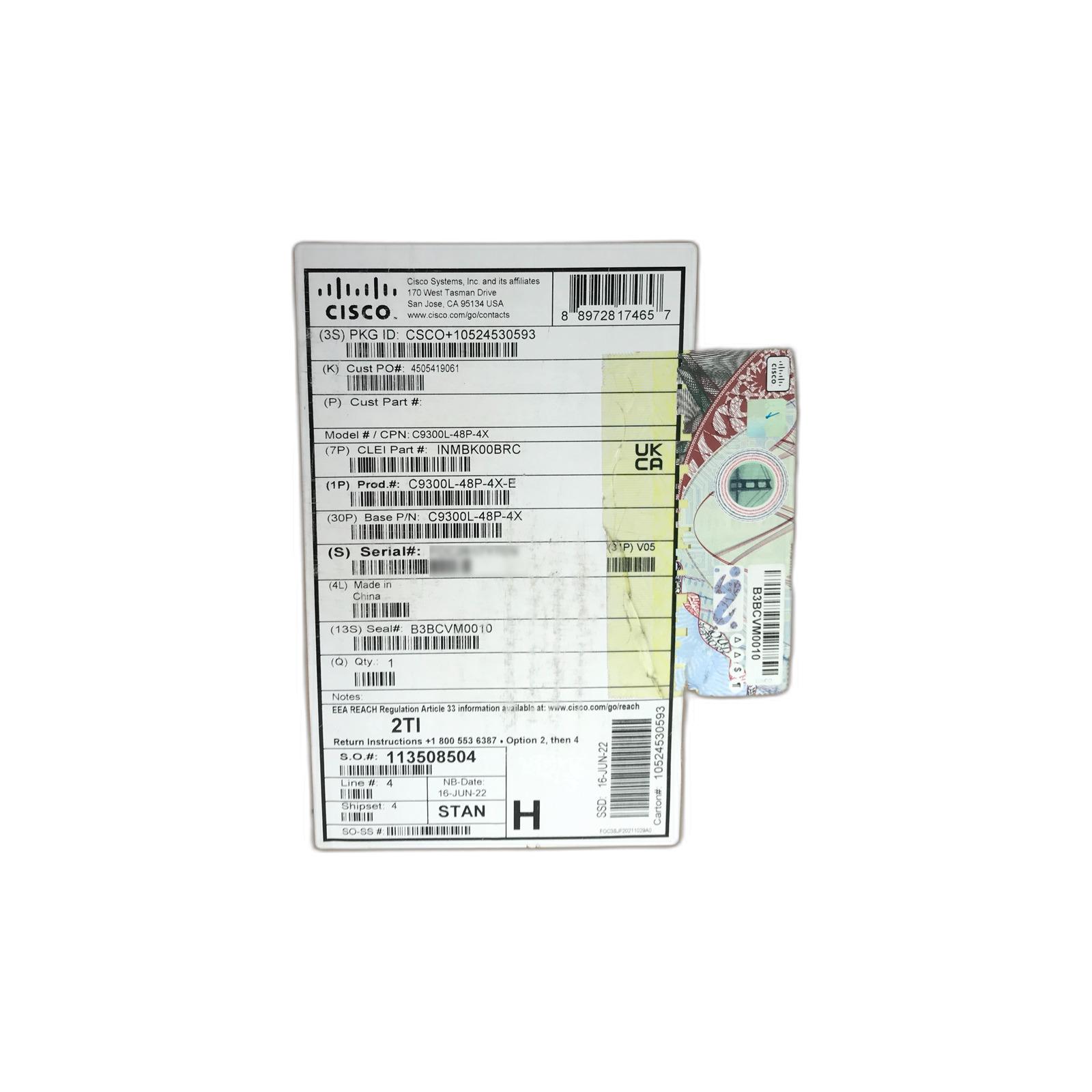 Cisco C9300L-48P-4X-E Cisco PYP:CATALYST 9300L 48P POE. NETWORK ESSENTIA